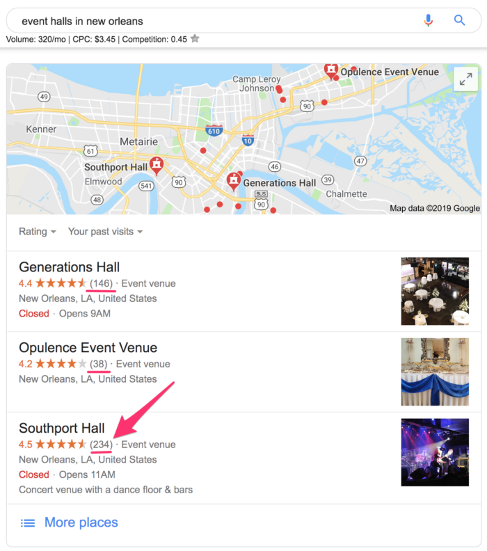 google maps event venues