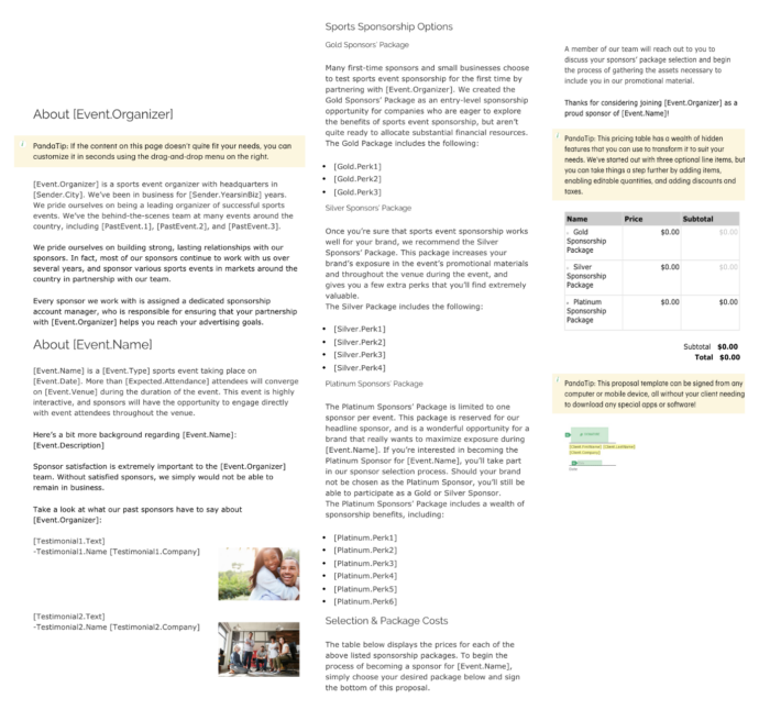 proposal template from PandaDoc
