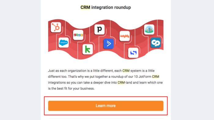 command button CTA from Jotform newsletter