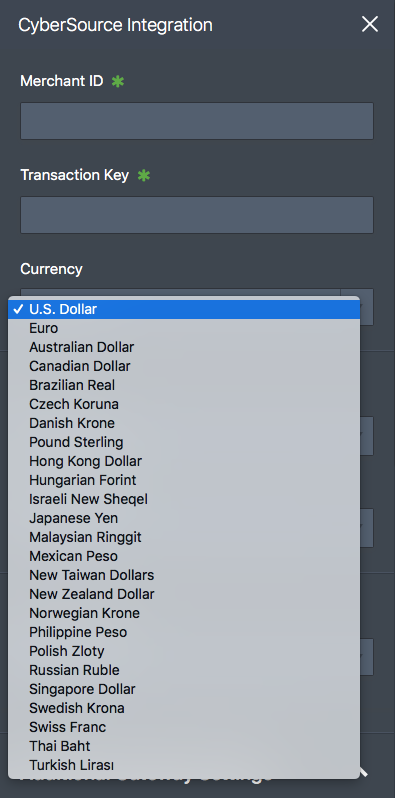 setting currency