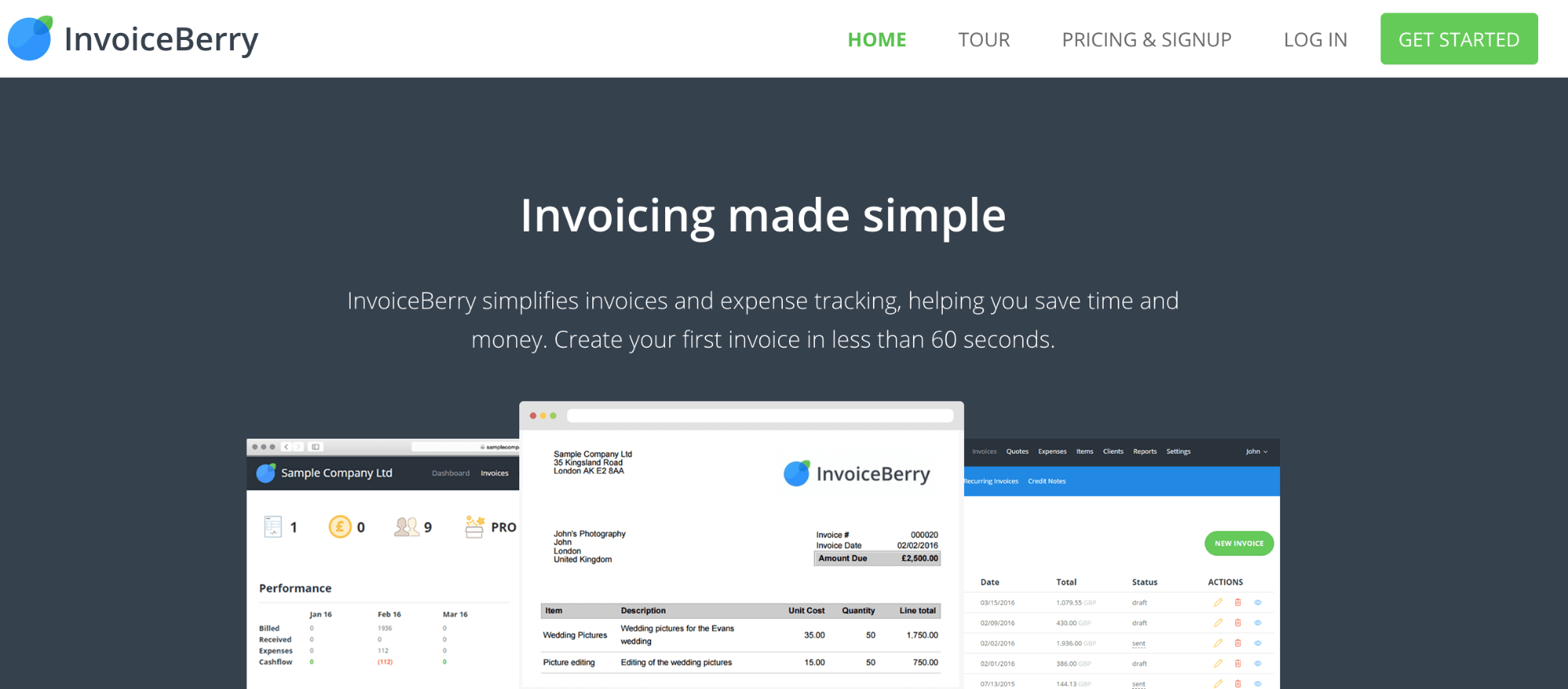 invoiceberry page