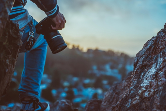 photographer man in outdoor environment