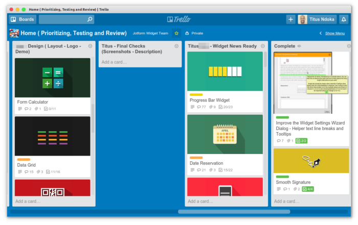 trello board widgets