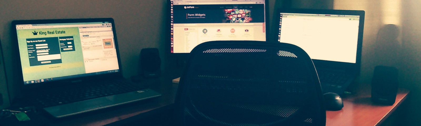 table with a laptop