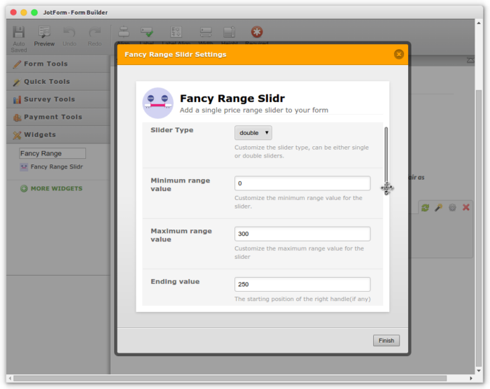 slider widget jotform