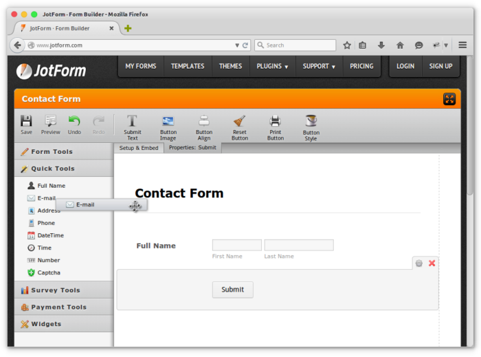 drag and drop in forms