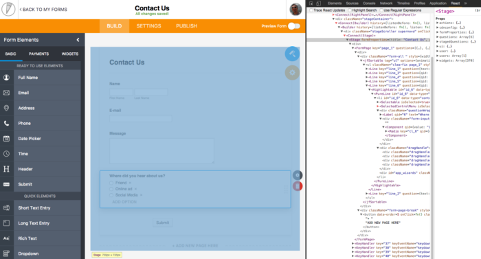react developer screen