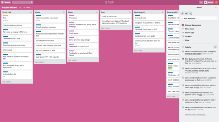 a trello board for designers