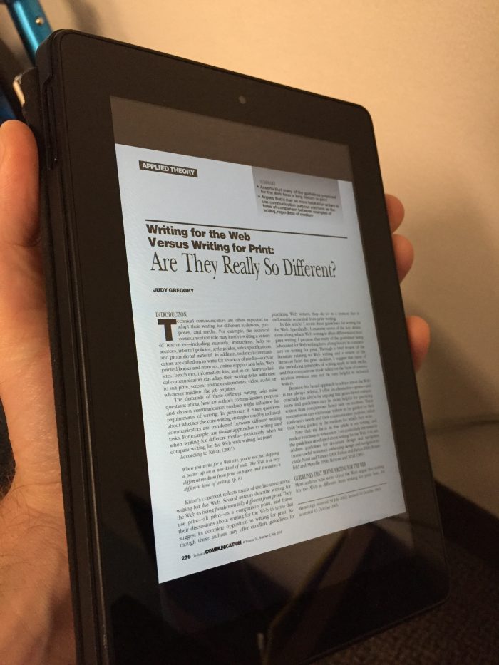 reading article on kindle