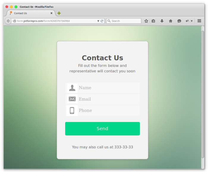 contact form example