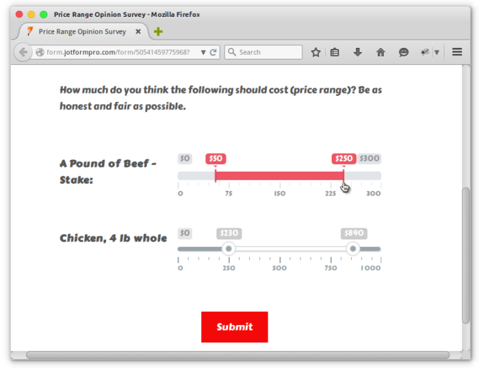 slider widget in action