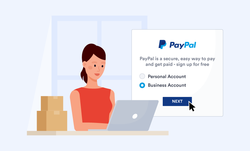 A small business owner setting up a PayPal business account