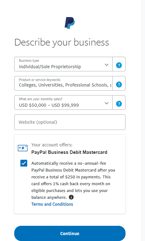 "PayPal Business Debit Mastercard" offer 