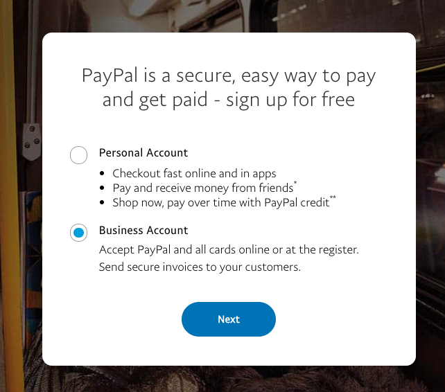 التسجيل في PayPal