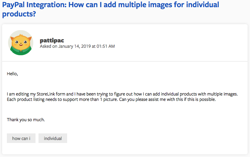 support question that asks how to add multiple images for individual products