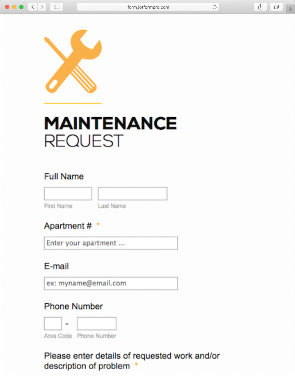 maintenance request
