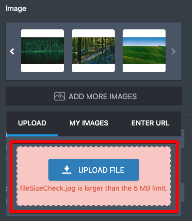 Exceeding the file size limit warning