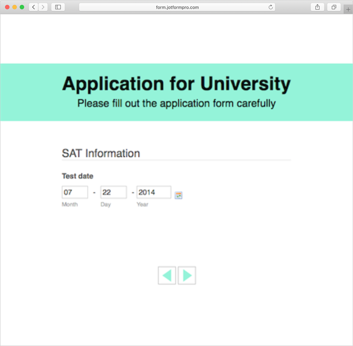university application
