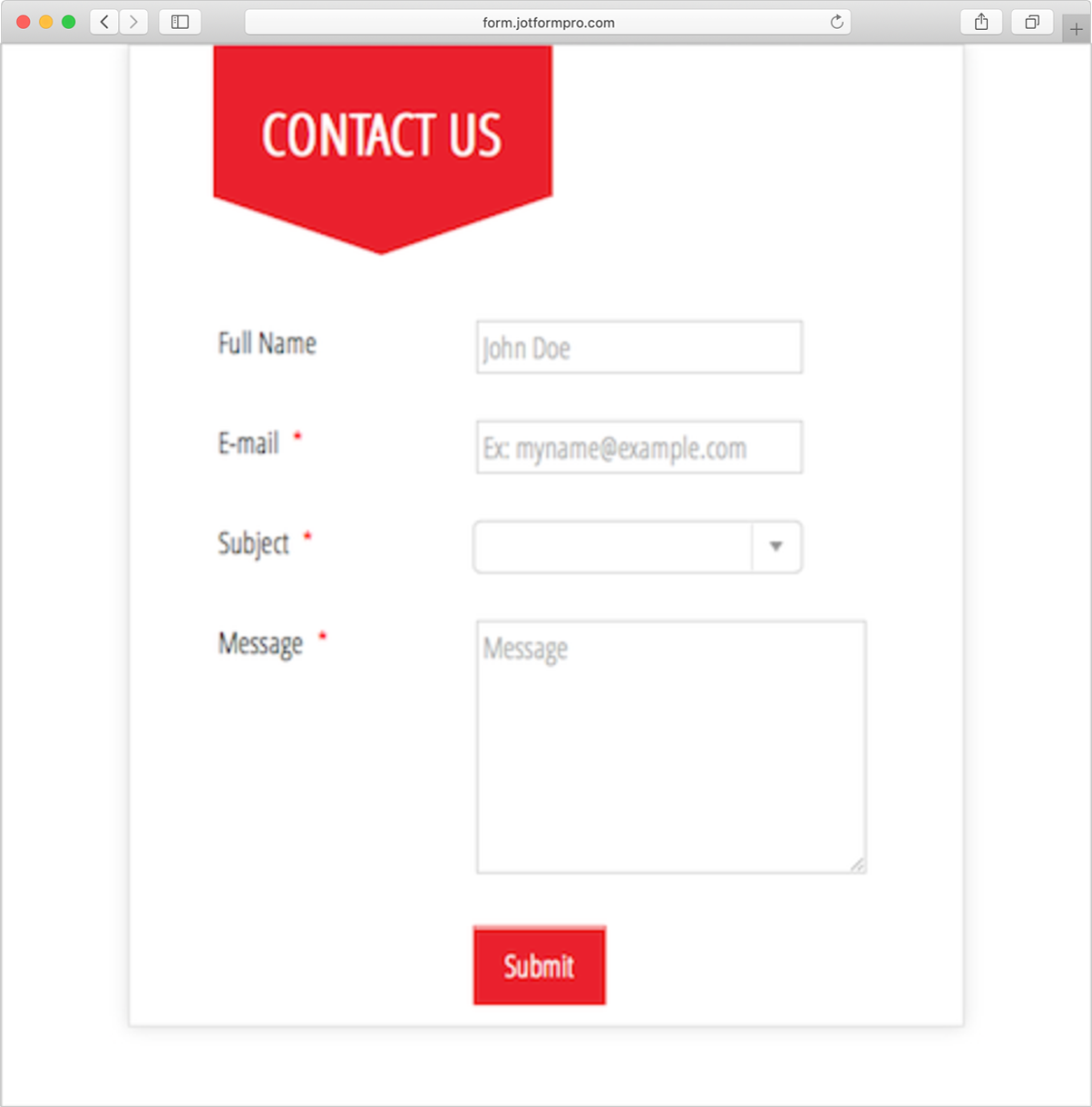 Contact Form - Red Theme