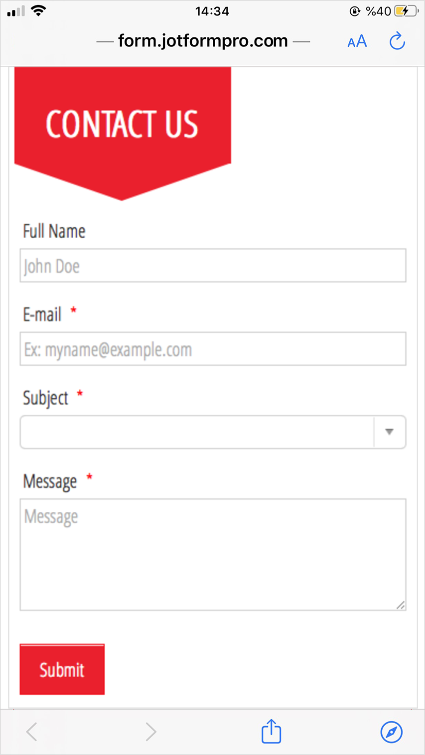 Contact Form - Mobile Responsive