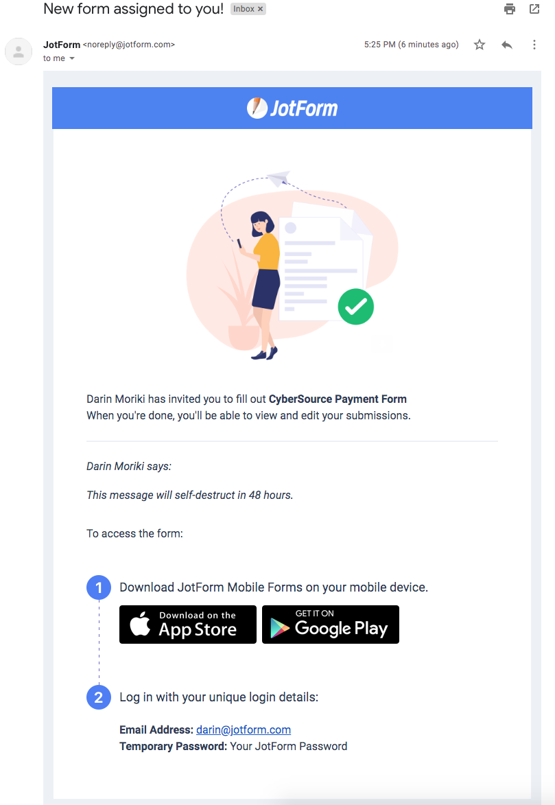 New form assigned to you email