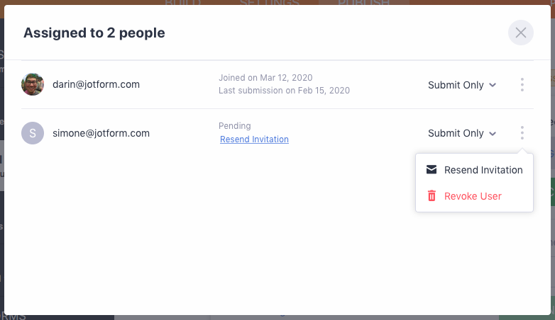 Assigned To modal