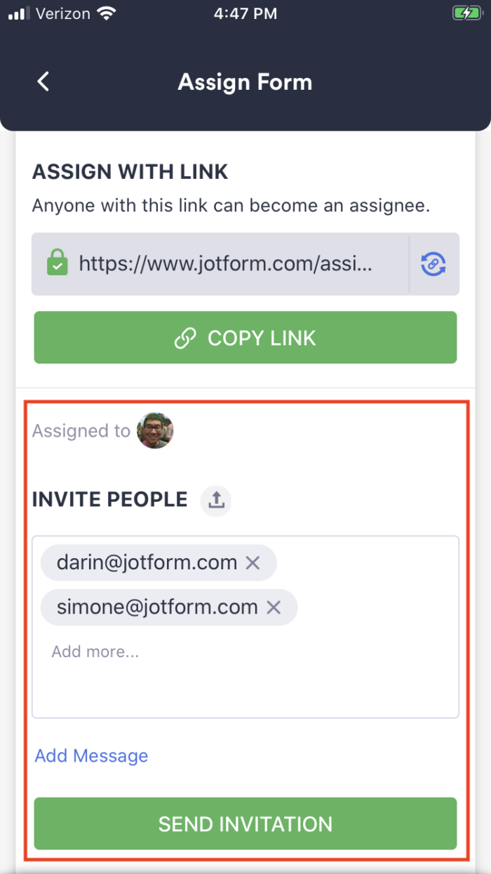 Assign forms in Jotform to improve collaboration Image-3