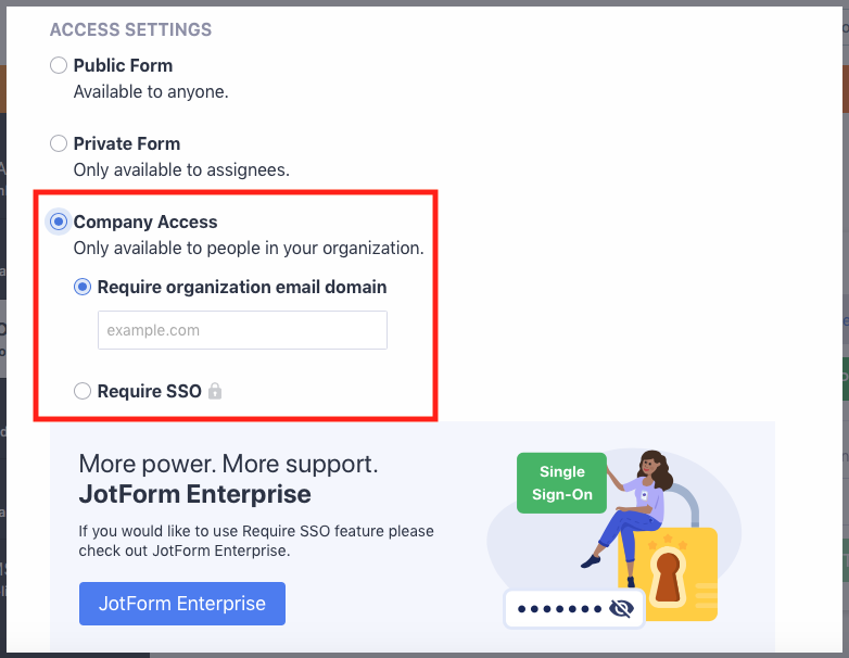 Setting form to company access
