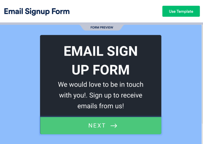 an email sign up form