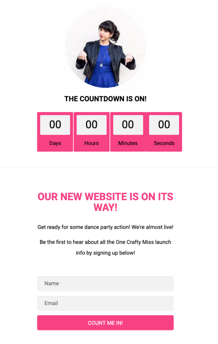 a countdown on a landing page that is to be released soon
