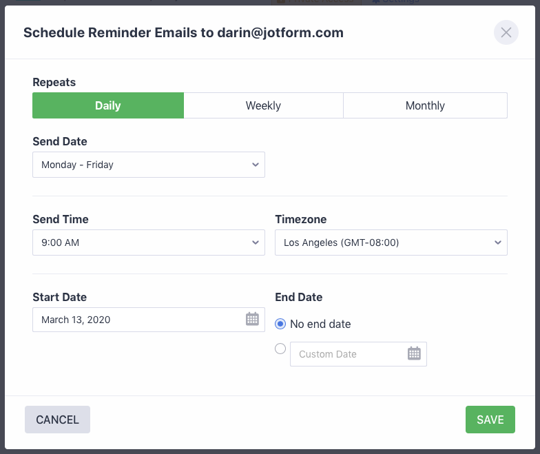 scheduling reminder emails
