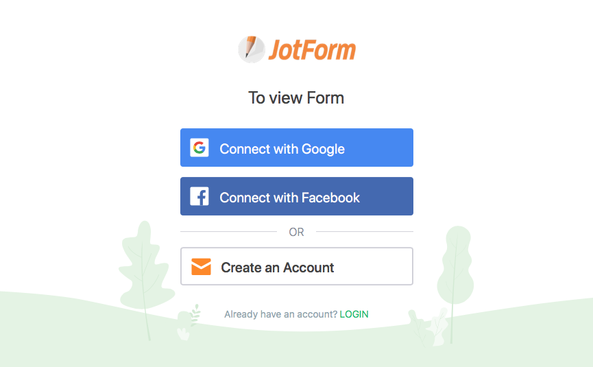 signup or login to jotform to access the form