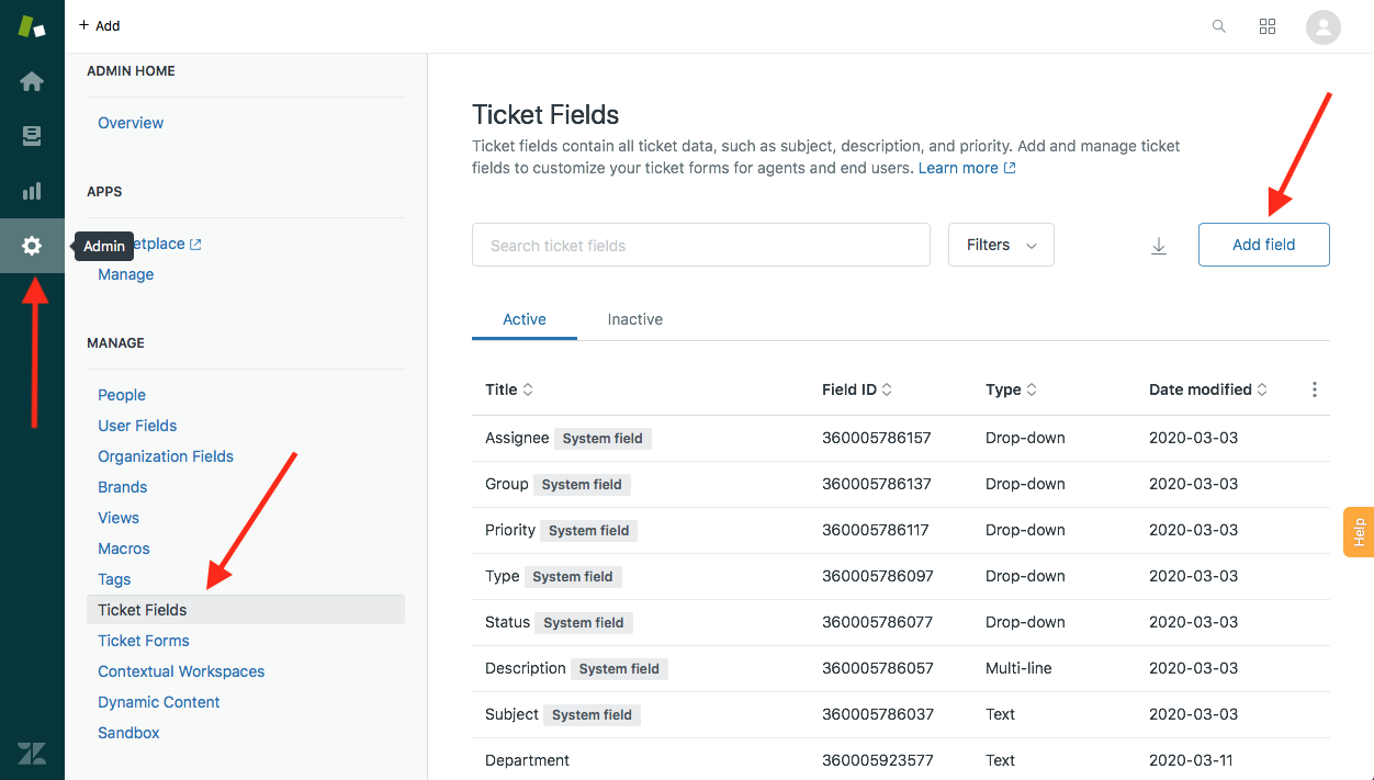 adding field in Zendesk