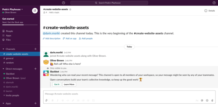 a workspace in slack