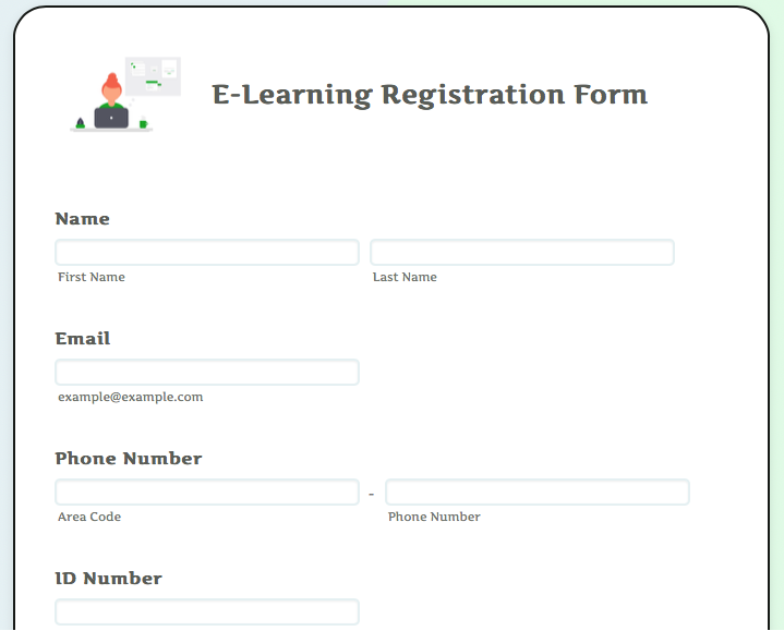 e-learning registration form template