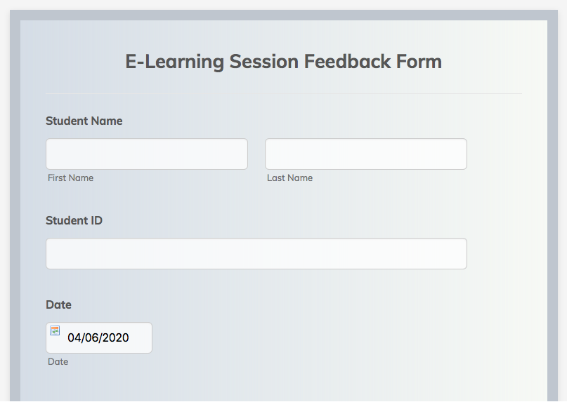 e-learning session feedback form template
