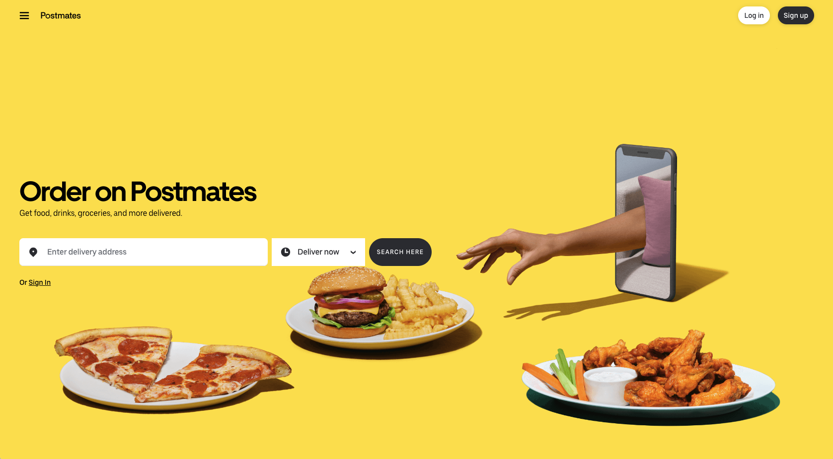 Postmates Landing Page