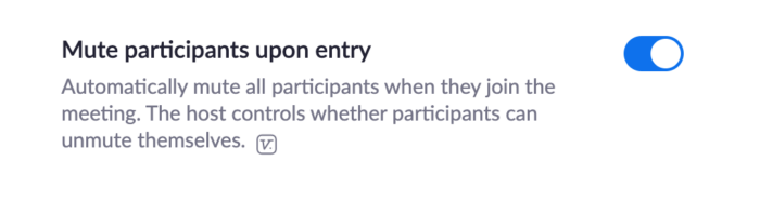 enabling "mute participants upon entry" option in Zoom