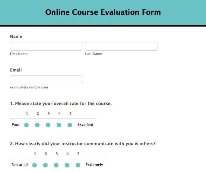 online course evaluation form template