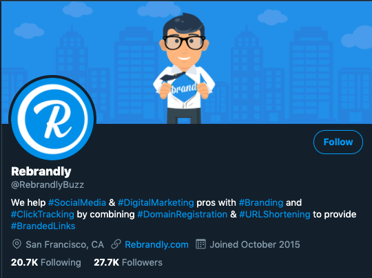 Rebrandly twitter account