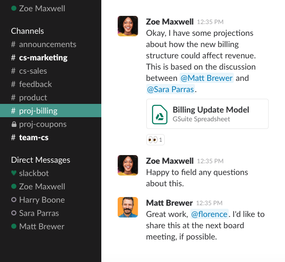 slack interface