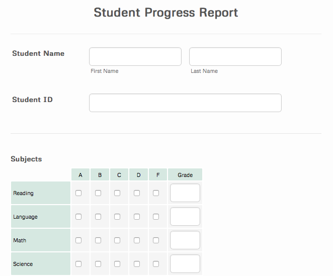 student progress report template