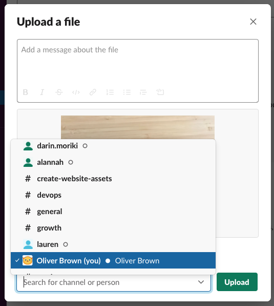 upload a file screen