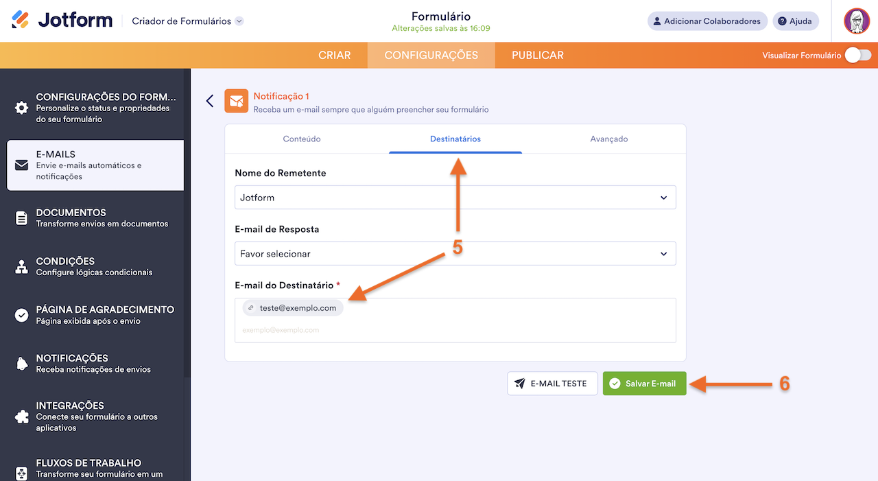 Configurando Email