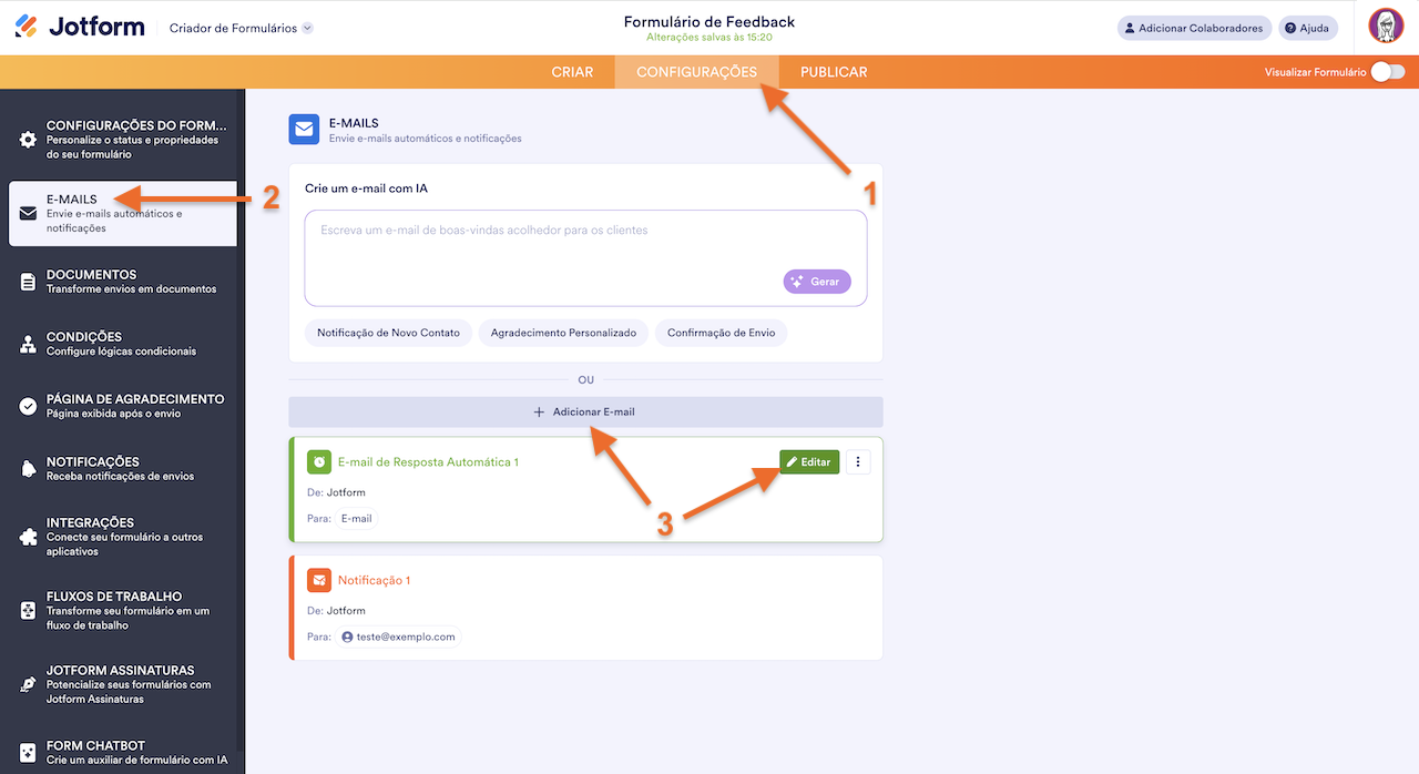 Configurando Emails