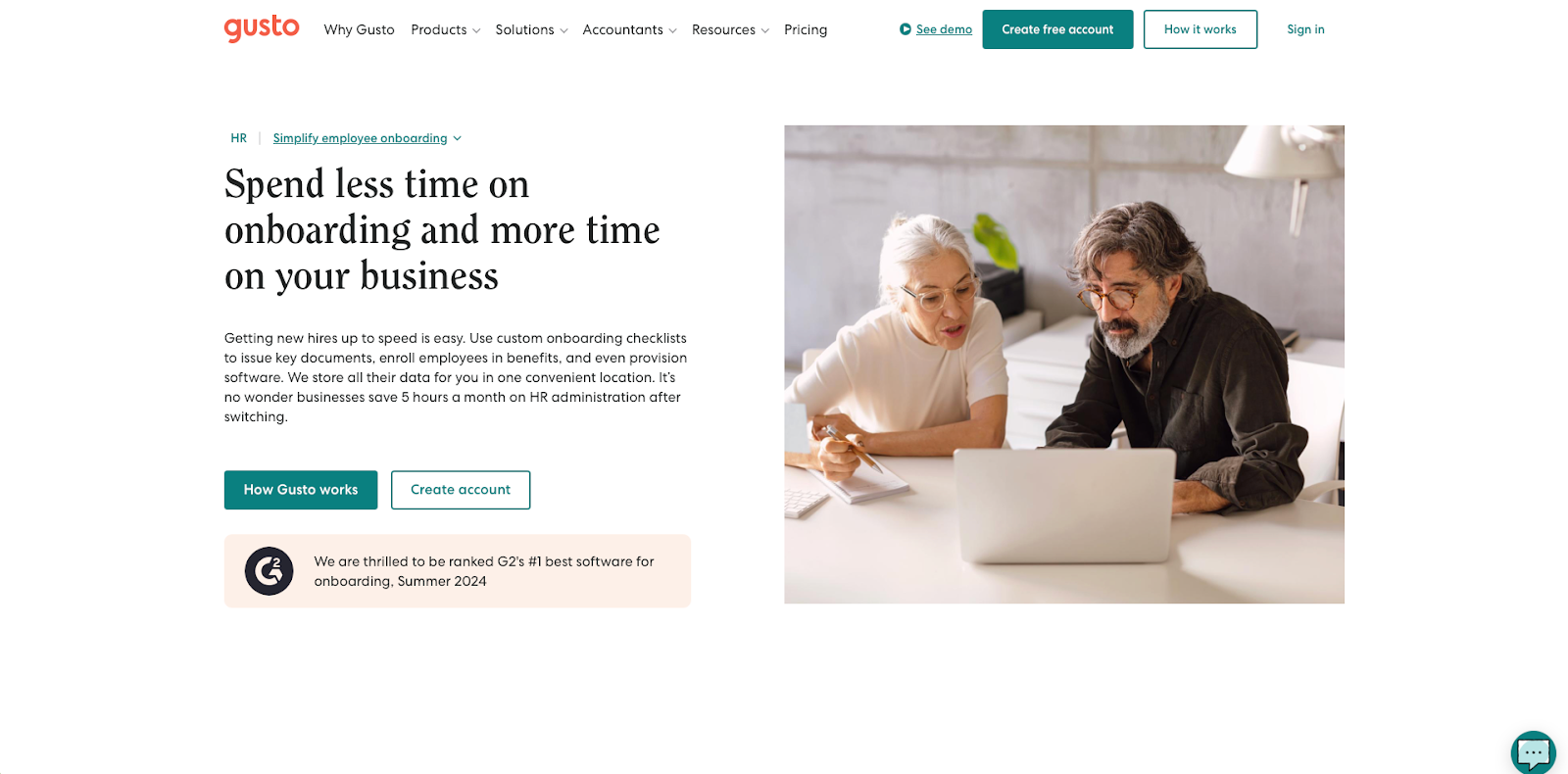 Gusto Landing Page