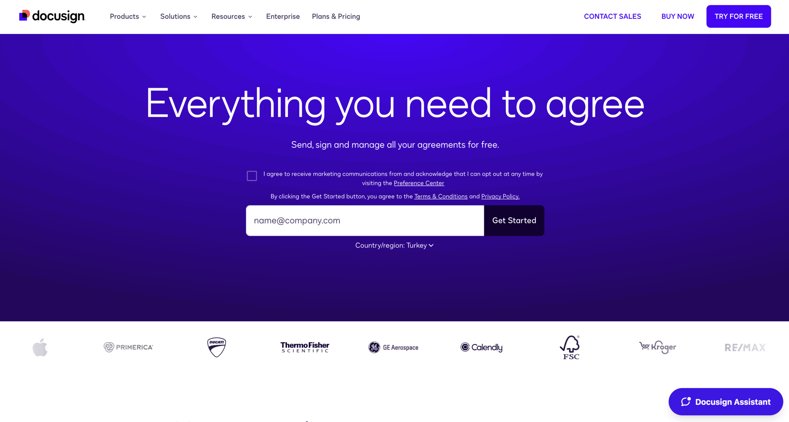 Interfaccia utente di Docusign