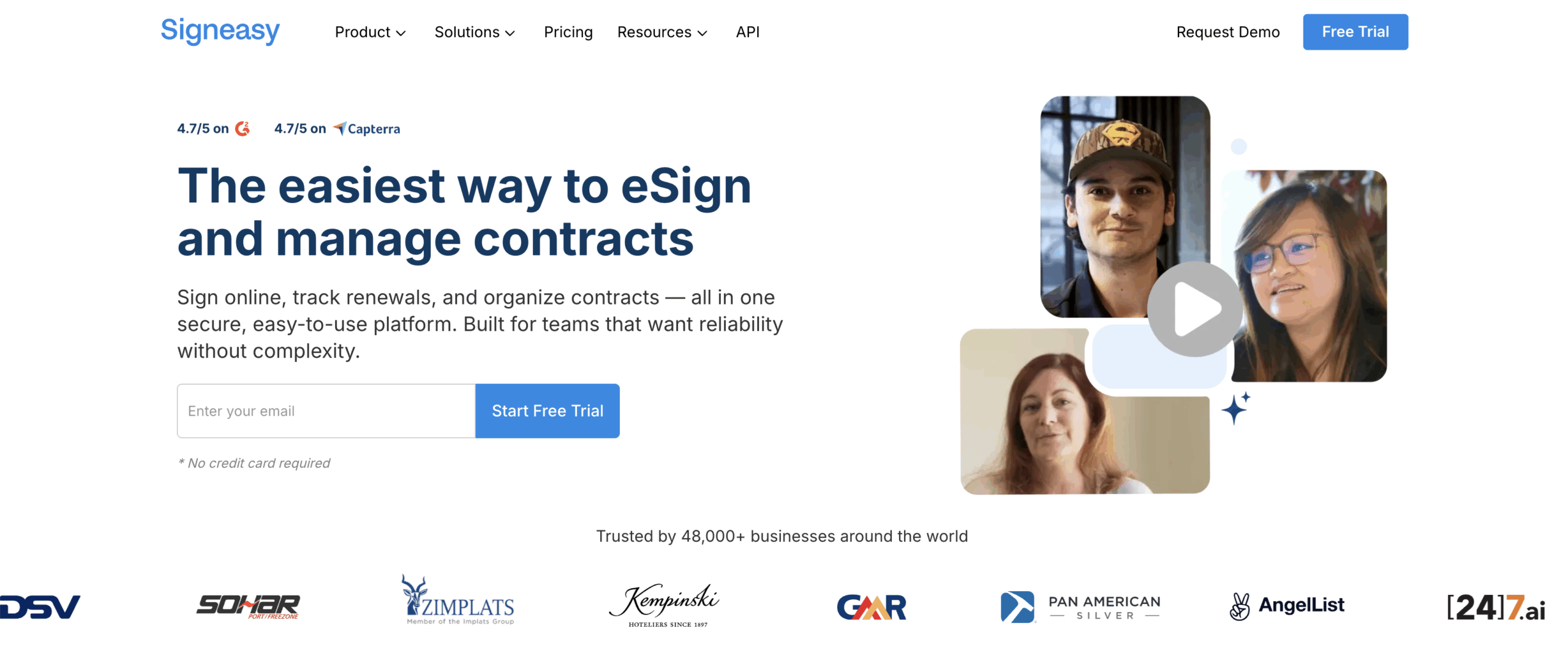 Signeasy Landing Page