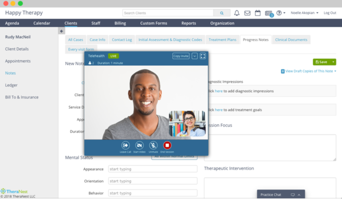 TheraNest User Interface