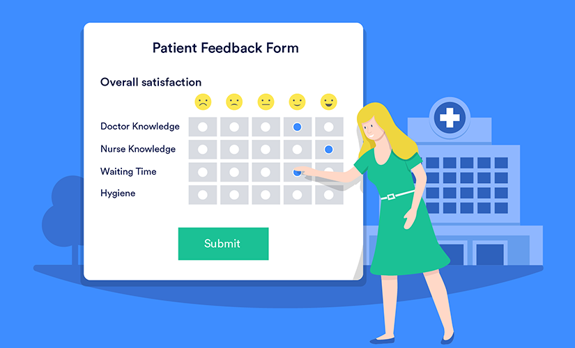 Patient filling out a patient satisfaction survey
